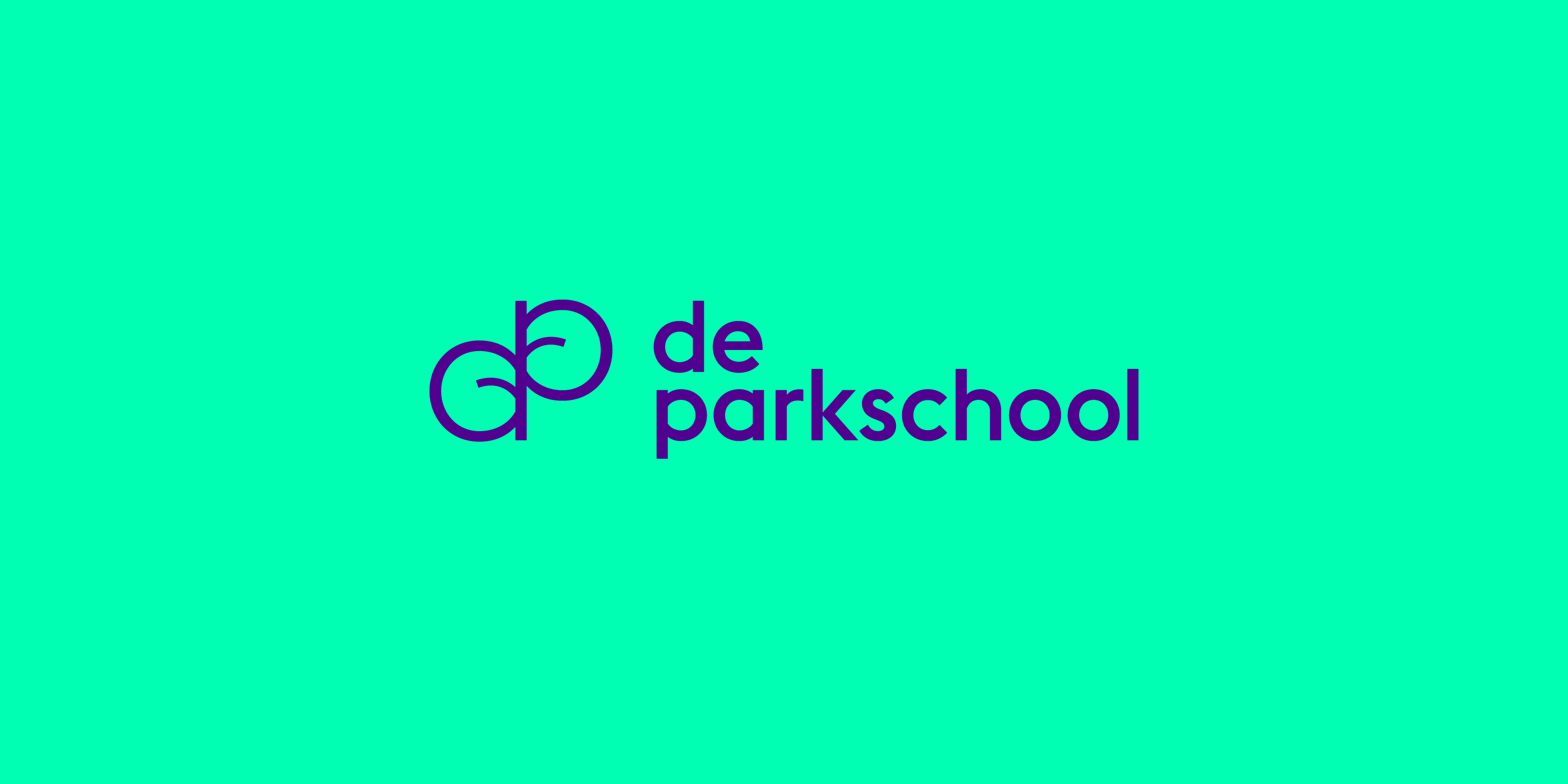 animatie van De Parkschool logo met diverse achtergrondkleuren
