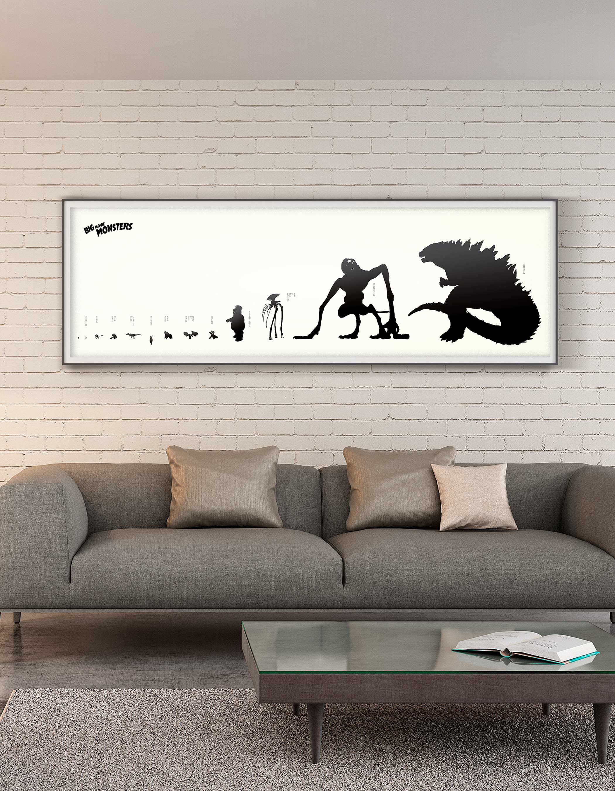 mockup van movie monsters poster met Godzilla, Cloverfield en Ghostbusters
